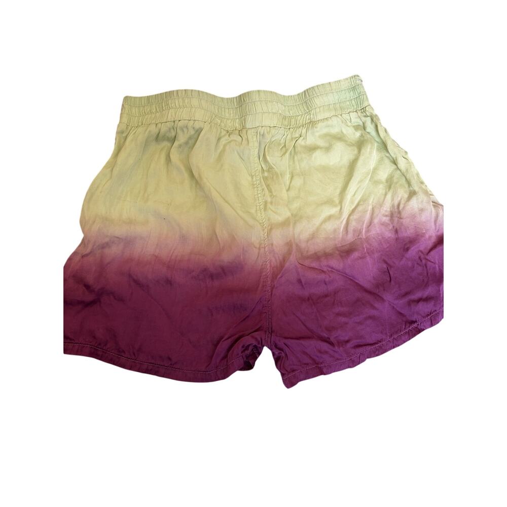 Raquel Allegra Yellow to Purple Ombre High-Waist Shorts